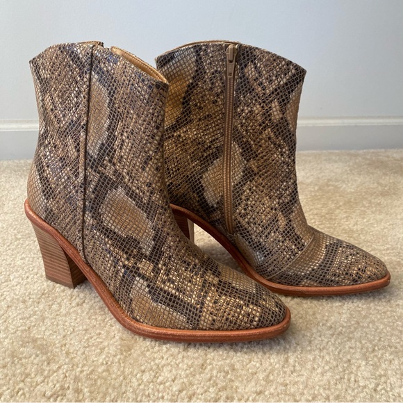 Free People Snakeskin Barclay Heeled Boots - Picture 1 of 8